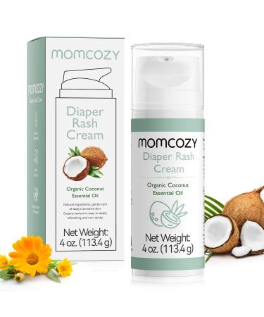 Momcozy Baby Diaper Rash Cream Baby Diaper Cream Daily Use for Skin Care Natural Ingredients Coconut Diaper Cream Fragrances Free Hypoallergenic for Sensitive Skin 4 oz 4 Ounce Cream