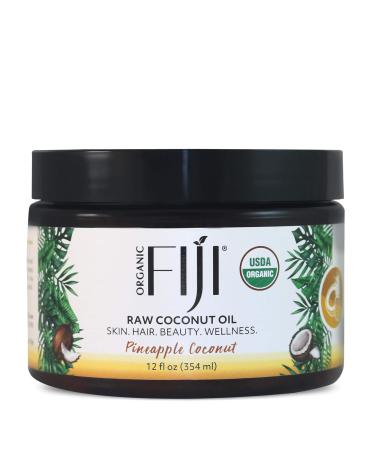 Organic Fiji Raw Cold Pressed Coconut Oil for Hair  Skin  Face & Body | Relaxing Massage Oil | Pineapple Coconut  12 oz for Women Men & Baby Pineapple Coconut 12 Fl Oz (Pack of 1)