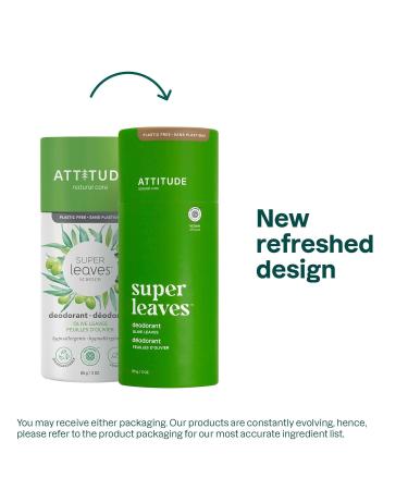 ATTITUDE Plastic-Free Deodorant EWG Verified Aluminum Free Vegan Naturally Sourced Body Deodorants for Women & Men Dermatologically Tested Olive Leaves 3 Ounces Olive Leaves 3 Ounce (Pack of 1) - Buy Online on GoSupps.com