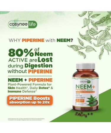Cosynee Life Organic Neem Leaf Capsules 300mg | Neem Supplement with Azadirachta Indica | Neem Capsules for Daily Wellness & Skin Clarity | Neem Leaf Capsules Organic | 120 Count - Buy Online on GoSupps.com