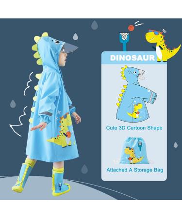 XL Kids Dinosaur Raincoat | Waterproof Rainsuit for Boys & Girls 3D Cartoon Rainwear | Toddler Poncho XL/125-140 CM - Buy Online on GoSupps.com