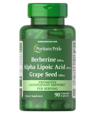 Berberine, Alpha Lipoic Acid & Grape Seed by Puritan's Pride, Promotes Antioxidant Support, 90 Vegetable Capsules