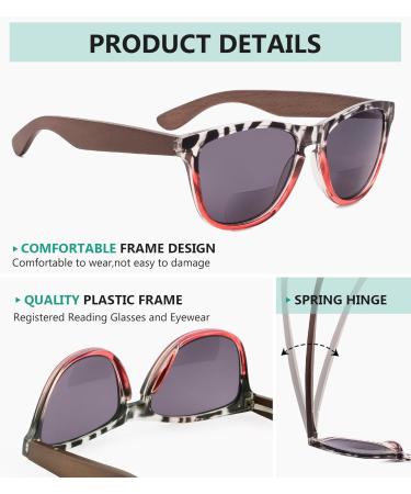 Eyekepper 7 Pack Bifocal Sunglasses for Women | Stylish Sun Reading Glasses with Wooden Temples | 2.0 Diopters - International Shipping Available - Buy Online on GoSupps.com