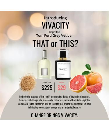 VIVACITY | Inspired by TF. GREY VETIVER | Pheromone Perfume for Men | Extrait De Parfum | Long Lasting Dupe Clone Essential Oils Fragrance | Perfume De Hombre | (50 ml / 1.7 Fl Oz) 1.7 Fl Oz (Pack of 1) - Buy Online on GoSupps.com