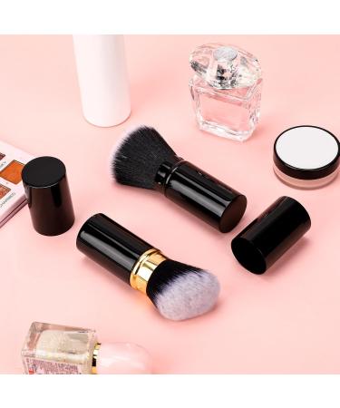Retractable Makeup Brush 2 Piece Kabuki Brush Foundation Brush Travel Blush Brush Angled Cosmetic Brush Portable Powder Brush with Cover Flat Top Bronzer Brush with Aluminum Handle - Buy Online on GoSupps.com