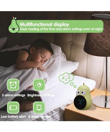 Homealexa Children Lichtwecker - Cute Creative Bedside Lamp & Alarm Clock for Kids | Snooze Function & Night Light | Perfect for Girls & Boys' School Beginners - Green - Buy Online on GoSupps.com