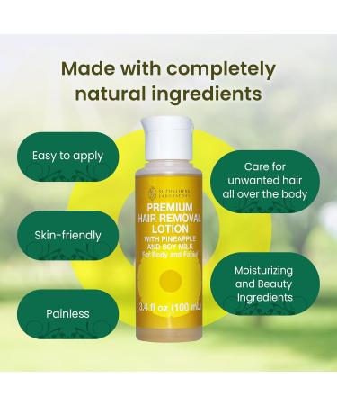Premium Hair Inhibitor Lotion - Full Body Hair Removal with Pineapple & Soymilk Made in Japan - 3.52 FL. OZ - Buy Online on GoSupps.com