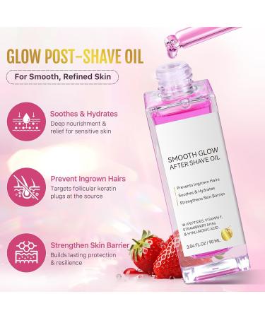 After Shave Oil Women Gently After Shave Oil Strawberry Vanilla With Hyaluronic Acid Smooth Skin & Deeply Moisturize Shave Serum Prevent Ingrown Hairs & Dryness for Men and Women 90ML/3 Fl Oz - Buy Online on GoSupps.com