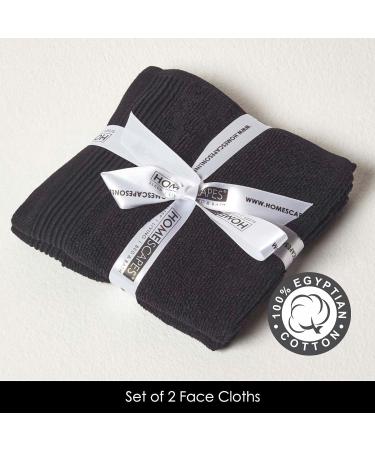 Buy Homescapes 2 Set Premium Washcloths - 100% Egyptian Cotton 30x30 cm 700 g/m Black Face Towels | Fast International Shipping - Buy Online on GoSupps.com