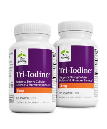 Terry Naturally Tri-Iodine - Dietary Supplement for Breast & Prostate Health Support - Healthy Thyroid Function Supplement Aid - 3 mg 90 Capsules 2 Pack