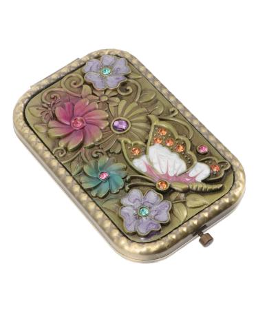 Lurrose Double Sided Vintage Foldable Mirror Handheld Makeup Mirror Metal Cosmetic Mirror Hairdressing Mirror for Women Girls