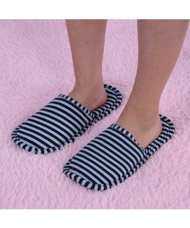 Alomejor Foldable Travel House Shoes | Portable Striped Spa Slippers | Washable Non-Slip Indoor Cotton Slippers - Buy Online on GoSupps.com