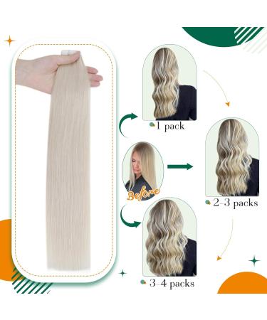 Easyouth 14 Inch Tape Extensions - Real Blond White Human Hair Remy Quality 40g - #1000 Color - Buy Online on GoSupps.com