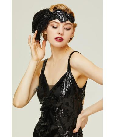 Coucoland 1920s Black Flapper Headband - Great Gatsby Women's Costume Accessory for Carnival - Buy Online on GoSupps.com