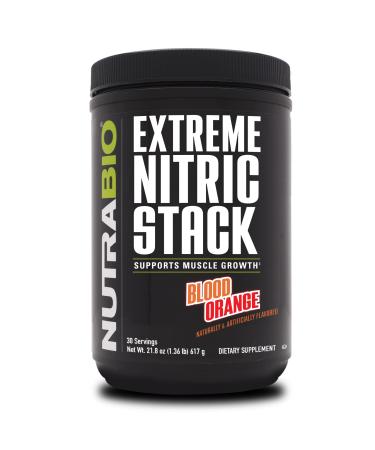 NutraBio Extreme Nitric Stack Nitric Oxide and Cell Volumizing Formula- 30 Servings (Blood Orange)