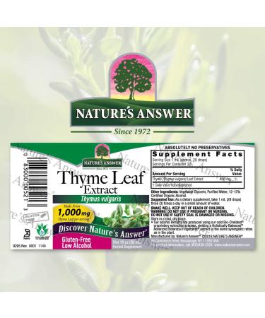 Nature's Answer Thyme Herb Extract - Organic Alcohol, 1oz | Supports Respiratory & Lung Health - Buy Online on GoSupps.com