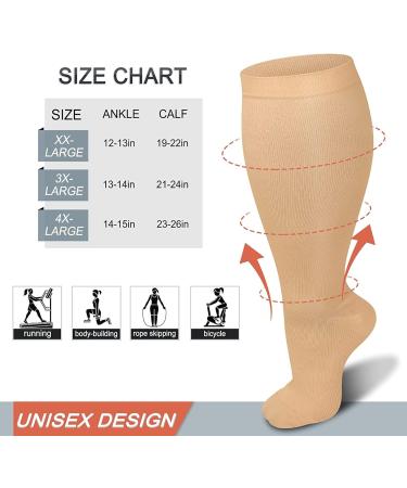 Cheeroyal Double Plus Size Compression Socks 20-30mmHG for Men & Women | Extra Wide Calf & Knee Support - Size 2XL - Buy Online on GoSupps.com