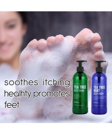 Tea Tree & Mint Body Wash for Jock Itch, Eczema, Ringworm, Acne - Large 20.2oz Bottle - Pack of 2 - Buy Online on GoSupps.com