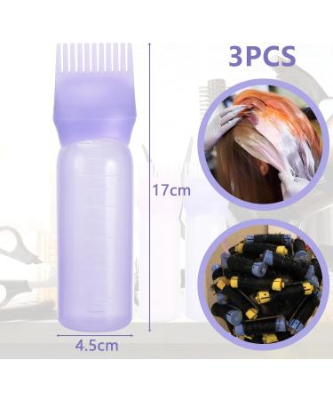 Collazoey 3-Piece Hair Oil Applicator Bottle Set - 180ml with Gradual Scale for Home Salon | Perfect Scalp Oil Applicator & Colored Accessories - Buy Online on GoSupps.com
