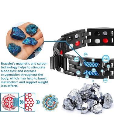 Noruion Far Infrared Ion Bracelet Titanium Power Magnetic Bracelet Carbon Blue Titanium Magnetic Therapy Bracele Blue Carbon Fiber Titanium Bracelet Magnetic Bracelet Magnetic Bands for Men (1 Pcs) - Buy Online on GoSupps.com