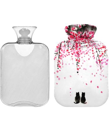 NAANLE Cat Under Cherry Tree Hot Water Bottle 1L - Transparent Cover for Menstrual Cramps & Pain Relief | Heat & Cold Therapy - Buy Online on GoSupps.com