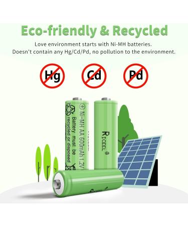 Rechargeable AA Batteries for Solar Lights - 600mAh 1.2V 4pcs - Ideal for Garden & Household Devices - Buy Online on GoSupps.com