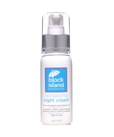 Block Island Organics Revitalizing Night Cream - Organic Anti-Aging Face Moisturizer with Natural Anti-Oxidants Vitamin C & E   EWG - Sensitive Skin Care for Face  Eyes  and Neck - 2 OZ