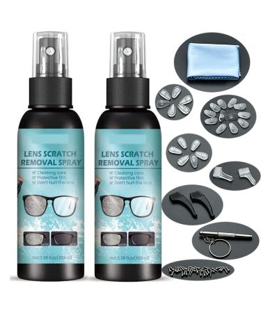 CHNLML New Lens Scratch Removal Spray,Eyeglass Windshield Glass Repair Liquid,Carefully Engineered Glasses Cleaner,for All Lenses (2PCS)