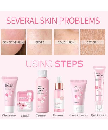 Shop Sakura Women's Beauty Gift Set - Korean Skin Care Kit with Cleanser Serum Toner & More | Cherry Blossom Moisturizing Routine - Buy Online on GoSupps.com