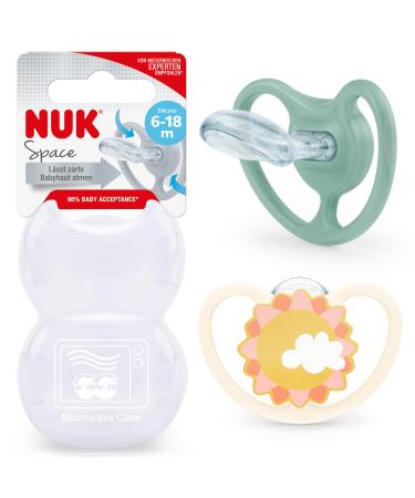 NUK Space Baby Pacifier | 6-18 months | Pacifier with extra ventilation for sensitive skin | BPA-free silicone | Zebra | 2 pieces