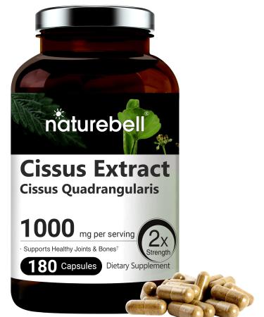 NatureBell Cissus Quadrangularis Capsules 1000mg Per Serving 180 Capsules Premium Cissus Capsules Support Joint Tendon Bone Skin Hair and Cartilage.