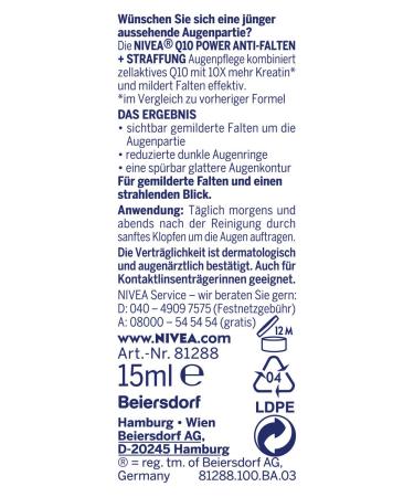 NIVEA Q10 Power Anti-Wrinkle + Firming Eye Care | Moisturizing Eye Cream for Younger Looking Skin | 15 ml - International Shipping Available - Buy Online on GoSupps.com