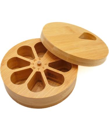 Wooden Daily & Weekly Pill Organizer - Travel-Friendly Vitamin Holder with Solid Wood Lid | HIS - Buy Online on GoSupps.com