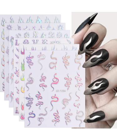 JMEOWIO 10 Sheets Aurora Nail Art Stickers Decals Self-Adhesive Holographic Star Sun Moon Nail Supplies Nail Art Design Decoration Accessories