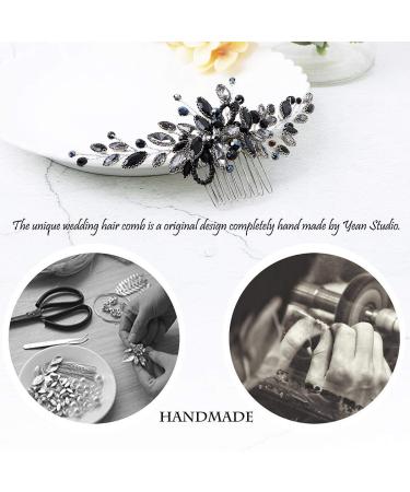 Unicra Black Opal Crystal Wedding Hair Comb - Bridal Headpiece for Women and Girls - Buy Online on GoSupps.com