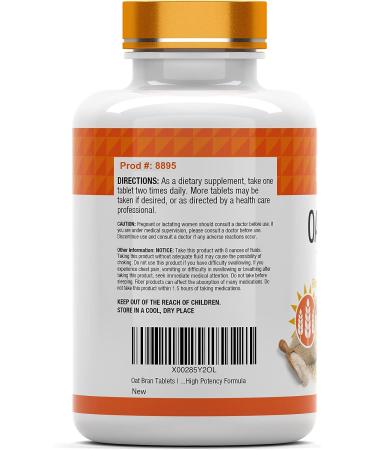 TNVitamins Oat Bran Tablets 1000mg | 365 Tablets | Soluble Dietary Fiber Supplement for Digestive Health - Buy Online on GoSupps.com