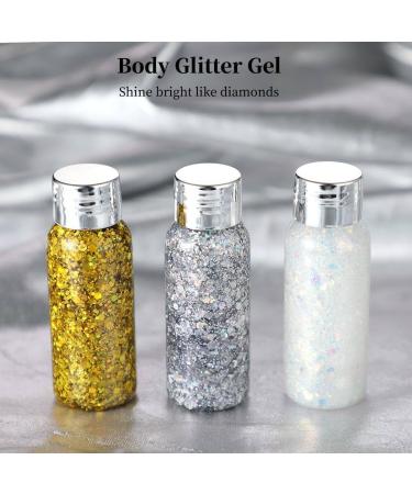 Buy Holographic Body Glitter Gel - 3-Pack Chunky Sequin Makeup for Parties | International Shipping Available - Buy Online on GoSupps.com