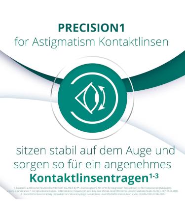 Buy PRECISION1 Toric Daily Soft Contact Lenses - 30 Pieces BC 8.5mm DIA 14.5mm CYL 2.25 Axis 170 -0.25 Diopters - International Shipping Available - Buy Online on GoSupps.com