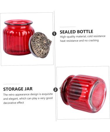 Zerodeko 1pc Red Airtight Jar Food Decor Spice Containers Red Decor Clear Pasta Containers Tea Storage Jar Condiments Containers Rice Container House Decorations for Home Can Glass Resin - Buy Online on GoSupps.com