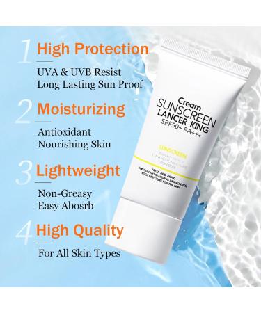 SPF 50 Face Moisturiser Sun Cream SPF 50 Sunscreen SPF 50 With Water & Sweat Resist Suncream Factor 50 For Face Face Sun Cream SPF 50 For UVA & UVB Protection Non Greasy Lightweight - Buy Online on GoSupps.com