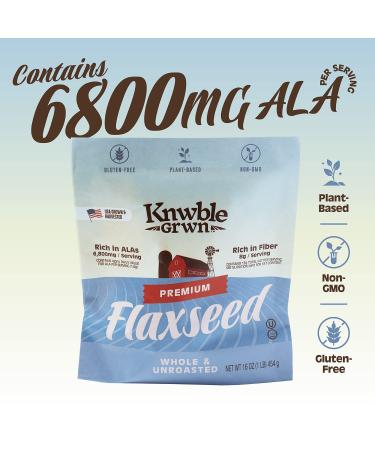 KNWBLE GRWN Premium Whole Flaxseed 16 oz - Non-GMO, Plant-Based, Gluten-Free Ready to Eat Flax - Buy Online on GoSupps.com