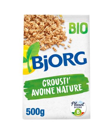 BJORG - C r ales Bio Crousti' Avoine Nature - Aux C r ales Compl tes - Sans Huile de Palme - Riche en Fibres - R duit en Sucres - Sachet de 500 g Nature - 500 g