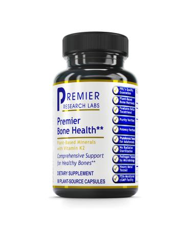 Premier Research Labs Bone Health - Comprehensive Support for Bones & Connective Tissue Health - Features Plant-Based Essentials Minerals Delta Tocotrienol & Vitamin K2-90 Plant-Source Capsules