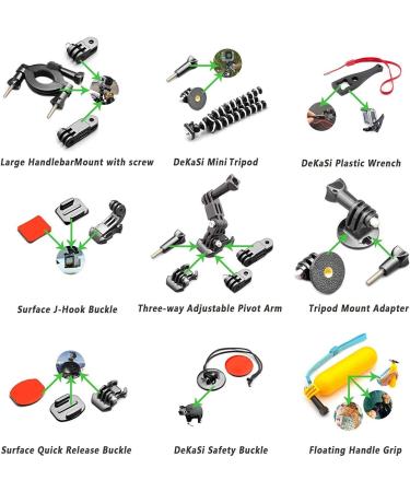 DeKaSi Action Camera Accessory Kit - Compatible with GoPro, Insta360, DJI, AKASO, APEMAN, and More - 55 Piece Kit - Buy Online on GoSupps.com