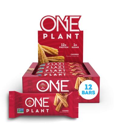 ONE PLANT Protein Bars, Churro, Vegan, Gluten Free Protein Bars with 12g Protein & Only 1g Sugar, Guilt-Free Snacking for High Protein Diets, 1.59 Oz (12 Pack)