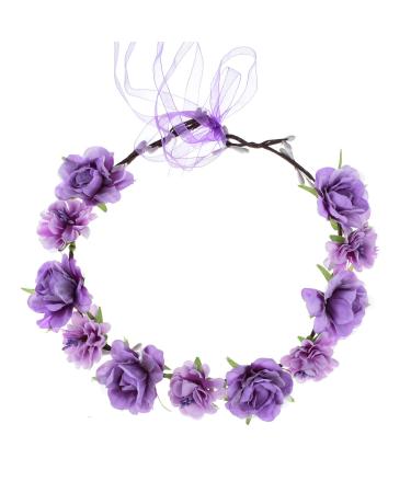 Love Sweety Women Flower Headband Bridal Floral Crown Wreath - Purple - Buy Online on GoSupps.com