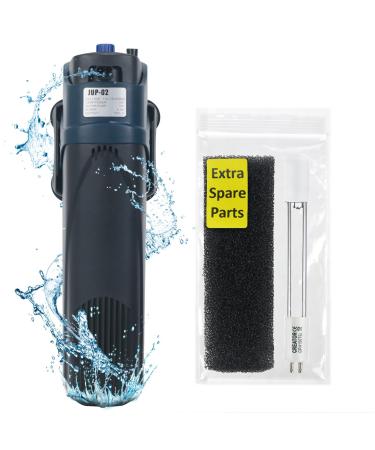 Coospider 4 In 1 aquarium diping internal U-V filter for fish tanks with pump and 5W U-V light sterilizer up to 150 Litre JUP-02 with extra 1 replacement pear + 1 filter sponge Jup-02 for 40-150l