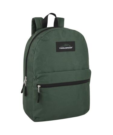 Trailmaker Classic 17 Inch Backpack with Adjustable Padded Shoulder Straps One Size Green