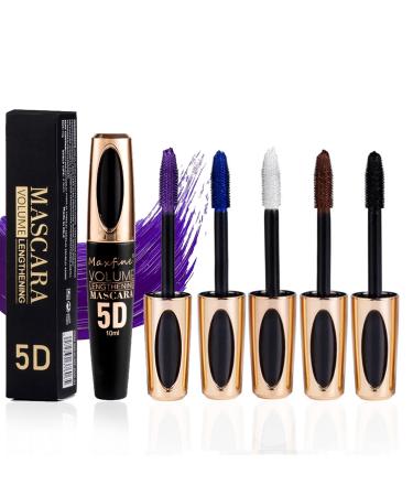 FantasyDay Colored Mascara 5D Silk Fiber Lash Black Mascara Longer & Thicker Lashes Waterproof Clump-Free Long-Lasting Smudge-proof 1 g (Pack of 1)