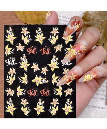 Nail Art Stickers Xcreando 6 Sheets 5D Embossed Fall Self-Adhesive Nail Polish Stickers Autumn Nail Decals Designed with Maple Flowers Butterflies Pumpkin Owl Thick DIY 3D Nail Art Supplies for Thanksgiving Day Decorations colorful - Buy Online on GoSupps.com